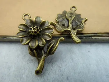 20Pcs Antik Bronze Blomster Charm DIY Smykker at Gøre