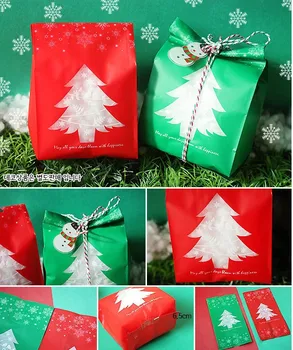 20pcs/masse 2 farver juletræ poser af plast emballage poser, etuier cupcake wrappers 9.5x20cm