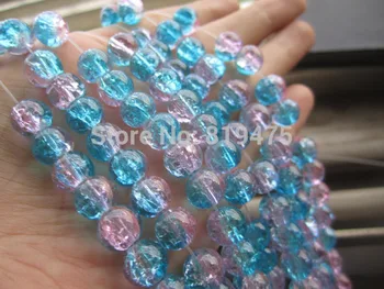 20Pcs/Masse 8mm 10mm Glas Perler Knæk Perler Pink Blå Farve til smykkefremstilling