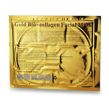 20PCS/masse Guld Bio-Kollagen ansigtsmaske ansigtsmasker Krystal Guld Pulver Kollagen ansigtsmaske Fugtgivende Anti-Aging Olie-kontrol