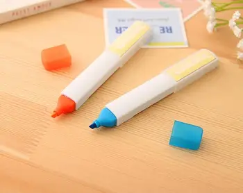20pcs / masse skoleelever Farvet Mark Pen med Memo Pad , Highlighter med Notesblok for Maleri , Kunst Markør