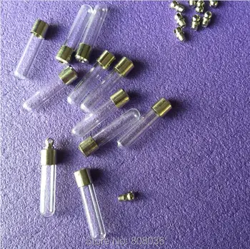 20pcs/masse skruelåg rør glas hætteglas vedhæng MINI parfume æteriske olie, glas, flaske navn eller ris kunst, mode halskæde smykker