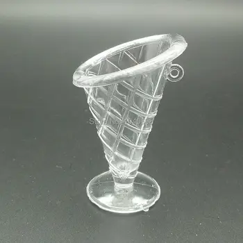 20pcs/meget Klart Tilbøjelig cup efterligning PVC Plast glas 50mm Kunstige Parfait Kopper Miniature Mad Deco Del