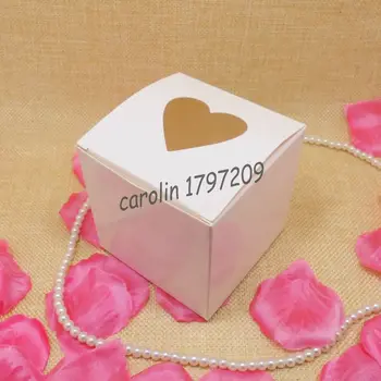 20pcs/meget stor størrelse 7.5*7.5*7.5 cm hvide hjerte candy box bryllup fordel chokolade æsker bryllup favoriserer og gaver bryllup souvenirs