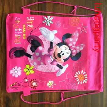 20pcs Minnie, mickey ikke-vævet taske stof rygsæk barn rejse skole taske dekoration mochila snor gavepose
