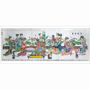 210*76cm stort billede traditionel Kinesisk Skønhed 12 tal cross stitch kits, trykt mønster, broderi sæt stue indretning