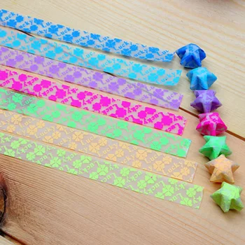 (210 stykker/masse) MIX farve lucky star udskrivning gennemskinnelige håndlavet origami papir strimler noctilucous effekt
