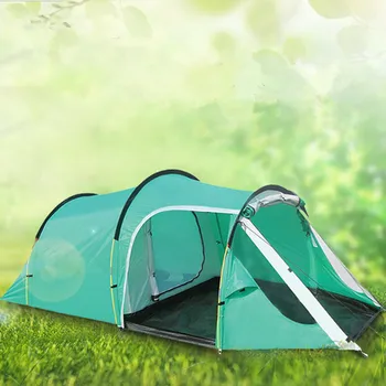 210T polyester, vandtæt tunnel camping telt til 3-4persons et soveværelse og en stue med dobbelt lag familie og party telt