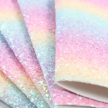 22CM*30CM Glitter Syntetisk Læder, Stof Gradient Rainbow Chunky Glimmer Stof Bryllup Udsmykning DIY Hairbows Materialer