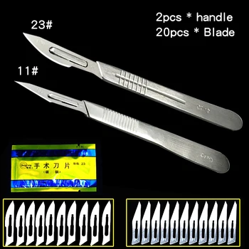 22pcs Disponibel Dyr Kirurgisk Skalpel Kniv i rustfrit stål Kirurgisk Skalpel Kniv Multi-funktion Kniv Værktøjer gratis fragt