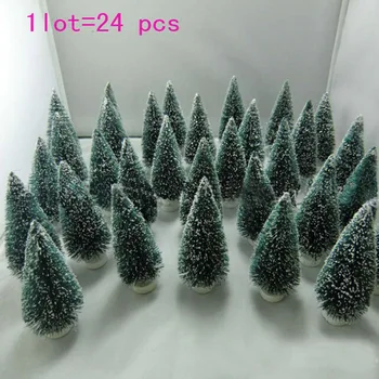24 stk juletræ julepynt Forsyninger,juletræ Et Lille Fyrretræ. Placeret På Skrivebordet Mini Juletræ