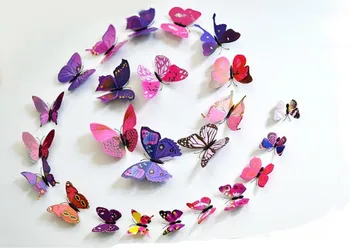 24 stk/ mode butterfly wall decor/ pink eller blå/til fødselsdag fest / bryllup/ægteskab pd040-041