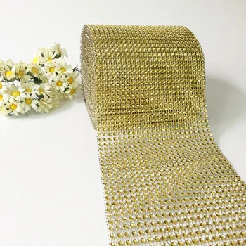 24 Træk Bryllup Dekorationer Silver 5 M Diamond Mesh Wrap Roll Sparkle Satin Bånd Til Dekoration Mariage