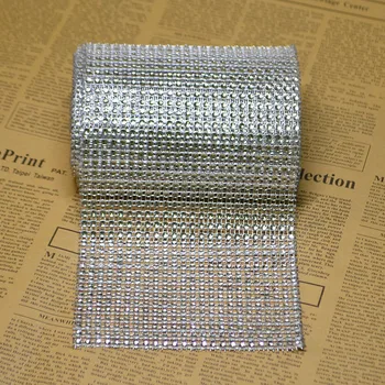 24 Træk Bryllup Dekorationer Silver 5 M Diamond Mesh Wrap Roll Sparkle Satin Bånd Til Dekoration Mariage