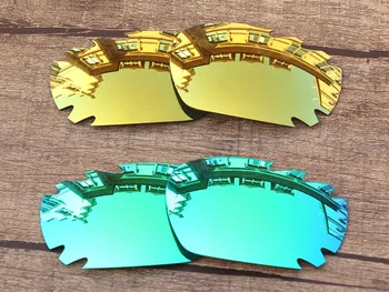 24K Golden & Emerald Grøn 2 Par Polariserede Udskiftning Linser Til Kæbebenet Udluftet Solbriller Ramme UVA & UVB-Beskyttelse