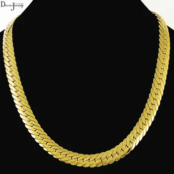 24K Guld-Farvet Herre Halskæde mode Cuba et slangeskind Kæde 23.6