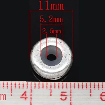 250Pcs Sølv Tone Runde Propper Med Gummi Afstandsstykker Perler Passe Europæiske Charms Armbånd Smykker DIY Resultater 11x3.5mm