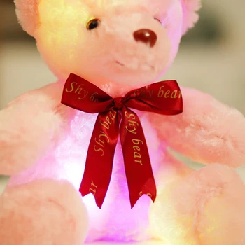 25cm Sidder Glødende Bamse Lysende Led-Lys Plys Legetøj Farverige Kawaii Bemandet Bow Bjørn Dukker Børn Piger Fødselsdag Gave