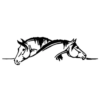 26*7,5 CM Kreative To Heste Grafiske Bil Mærkat Og Mærkat med Sjove Dyr Bil Styling Sort/Sølv S1-2110