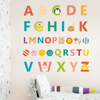 26 engelsk Bogstaver, Alfabet Søde Dyr Mønster Flytbare Væg Sticker Tidlig Uddannelse Wall Stickers til børneværelset Dekoration