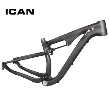 29er fuld suspension carbon ramme mtb cykel stel ICAN mærke størrelse 15.5/17.5/19/21 BSA thru-aksel 110mm bageste rejse AC036