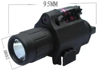 2in1 Taktisk LED Lommelygte, LYS Rød Laser sigte + Våben Lys til Haglgevær for Glock 17 19 22 20 23 31 37