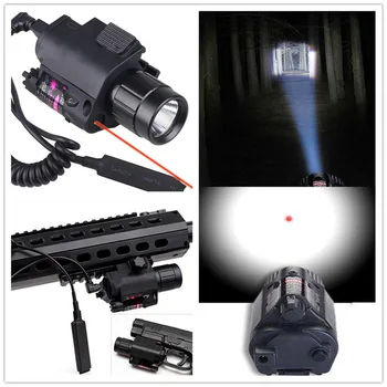 2in1 Taktisk LED Lommelygte, LYS Rød Laser sigte + Våben Lys til Haglgevær for Glock 17 19 22 20 23 31 37