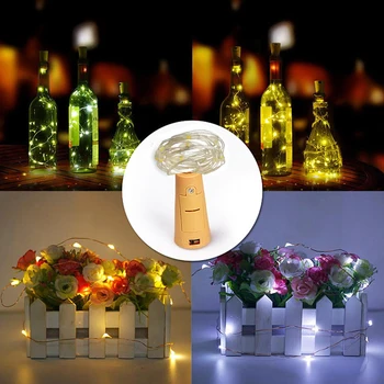 2m 20-LED kobbertråd String Lys med Flaske, Prop for Glas Håndværk Flaske Fairy Valentines Bryllup Dekoration Lampe Party