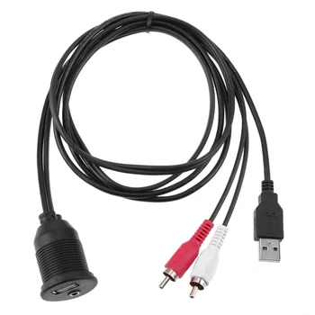 2M Bilens Instrumentbræt Flush Mount USB-AUX-2RCA Socket forlængerledning Panel Cable Ledning Vandtæt Til Biler, Motorcykel, Båd