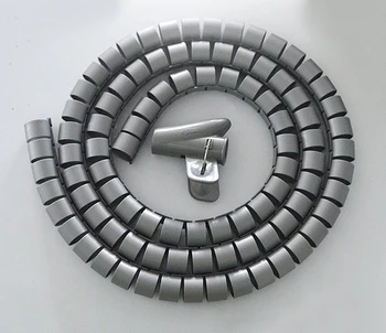2M Sort Hvid Grå Beige 10mm Diameter-TV Ledningen Styre-Wire Kabel-Ærme Snoede Rør Fleksibel Spiral Wrapping Band Med Klemme