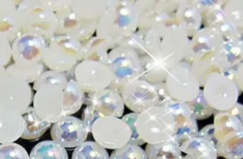 2mm,4mm,5mm,6mm,8mm,10mm,12mm Jelly Ren Hvid AB Fladskærms tilbage ABS rundt Halvdelen Pearl perler, imiteret plastic halvdelen pearl perler