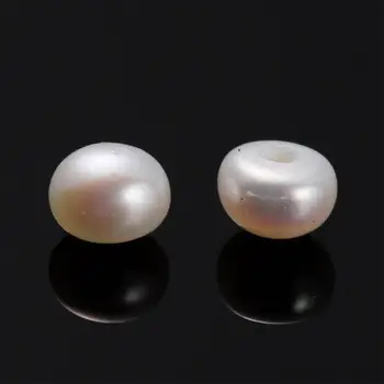 2Pairs Halv Boret Hul Naturlige Perle Rondelle Perler Til Smykker at Gøre, Bisque, 3~3.5x3mm, Hul: 0,8 mm