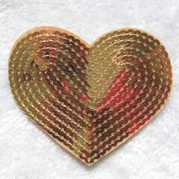 2PC Patch mode hjertet søde guld palliet-belagt logo Kids tøj kvinder Motiv Broderet jern på patches til tøj gratis fragt