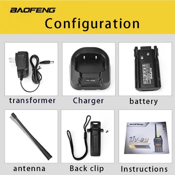 (2pcs)walkie talkie BaoFeng UV-82 Dual-Band 136-174/400-520 MHz FM Skinke To-vejs Radio Transceiver super power baofeng uv82