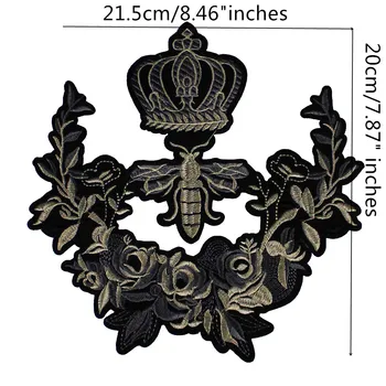 2pieces Mode Crown Bee blomsterbroderier Applikeret Stof Patches Motiv Badge for Jakke Tøj DIY Sy Tilbehør TH853