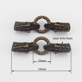 2sets Antik Sølv/Bronze Drage Hoved Foråret Lås For 8mm Runde Læder Snor DIY Armbånd Halskæde Smykker Tilbehør