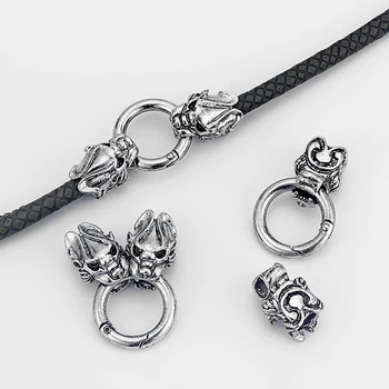 2Sets Antique Silver Dragon Armbånd endekappe Med Foråret Lås Til 7 mm Læder Snor smykkefremstilling Resultater
