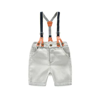2STK/0-7Years/Forår Sommer Baby Drenge Tøj Til Børn Kostume Herre Plaid Shirt+Denim Shorts Børn Tøj Sæt BC1216
