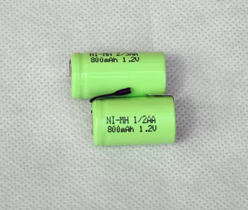2STK 1,2 V 1/2AA genopladelige batterier 800mah 1/2 AA ni-mh batterier, nimh celler med fanen ben for elektrisk shaver razor trådløse telefon