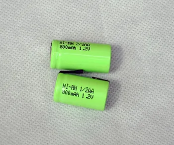 2STK 1,2 V 1/2AA genopladelige batterier 800mah 1/2 AA ni-mh batterier, nimh celler med fanen ben for elektrisk shaver razor trådløse telefon