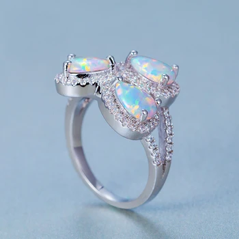 2stk 1 Masse Drop Zircon Rhinestone Brand Hvid Opal Sølv Forgyldt Bryllup Smykker Ringe Rusland Ringe Ringe Australien