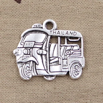 2stk Charms Thailand taxa, bil og bus 27*33mm Antikke Gøre vedhæng passer,Vintage Tibetansk Sølv,DIY armbånd halskæde