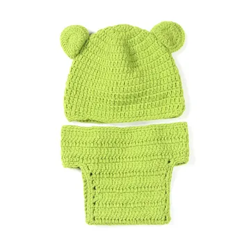 2stk hat +bukser Dejlige Dyr Frog Tøj baby sæt Vinter Varm Småbørn håndlavet nyfødte baby fotografering piger rekvisitter