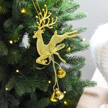 2stk juletræ Hjorte Jingle Bell Hængende Ornament Xmas Tree Rensdyr Tilbehør nytår Hjem Festival Party Elk Dekoration
