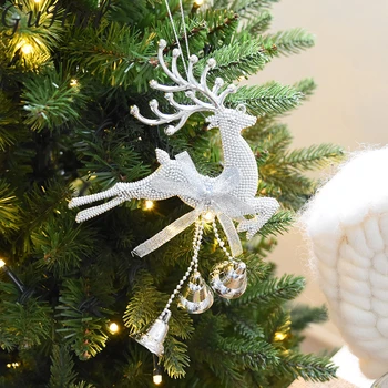 2stk juletræ Hjorte Jingle Bell Hængende Ornament Xmas Tree Rensdyr Tilbehør nytår Hjem Festival Party Elk Dekoration