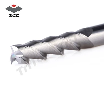 2stk/masse Oprindelige ZCCCT AL-3EL-D6.0 hårdmetal 6mm forlængelse endefræsere lang fløjte udvidelse banebrydende cnc-værktøjer