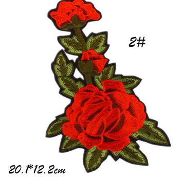 2stk/meget Smuk Rød Rose Blomst Jern På Broderet Programrettelser Til Tøj, T-Shirt, Tasker, Stickers Applique Badges Mode Smykker