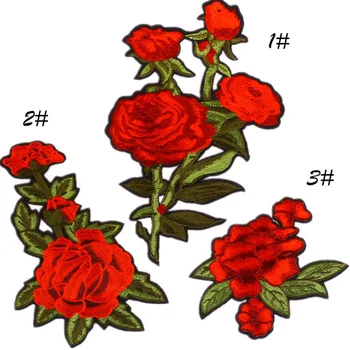 2stk/meget Smuk Rød Rose Blomst Jern På Broderet Programrettelser Til Tøj, T-Shirt, Tasker, Stickers Applique Badges Mode Smykker