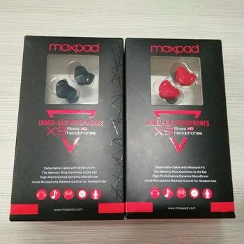 2stk Oprindelige Moxpad X9 In-ear-Bas HD Hovedtelefoner Dynamisk Microdriver Hovedsæt, Håndfri Ekstern Mikrofon Headset Aftageligt Kabel