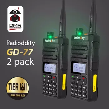 2stk Radioddity GD-77 Dual-Band Dual-Slot DMR-Digital Analog-To-Vejs Radio 136-174 400-470MHz Skinke Walkie Talkie med Kabel